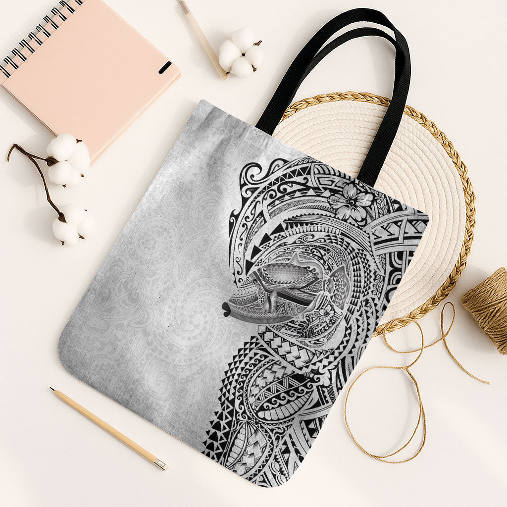 Hawaiian Humuhumu Tribal Tattoo Tote Bag Polynesian Kakau White Color LT03 Black Strap One Size White - Polynesian Pride