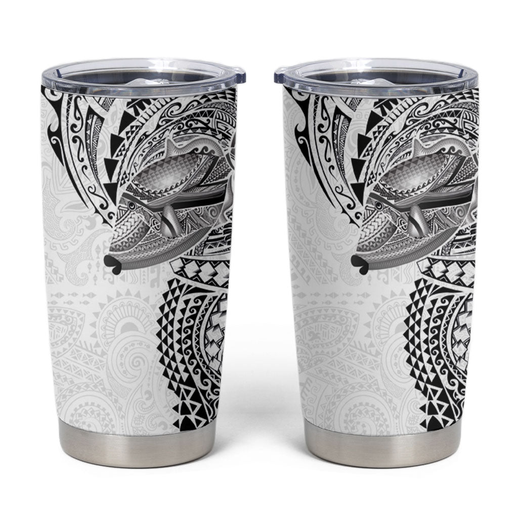 Hawaiian Humuhumu Tribal Tattoo Tumbler Cup Polynesian Kakau White Color LT03 White - Polynesian Pride