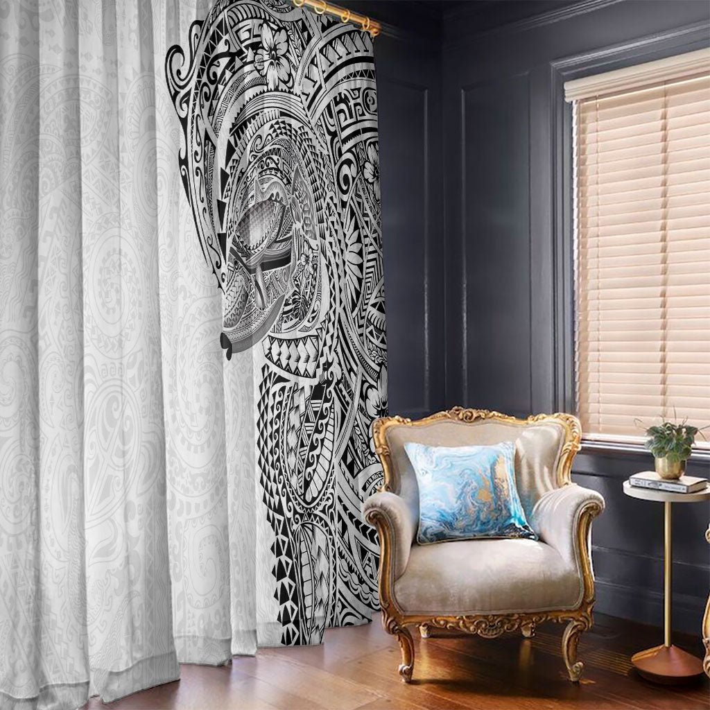 Hawaiian Humuhumu Tribal Tattoo Window Curtain Polynesian Kakau White Color LT03 - Polynesian Pride