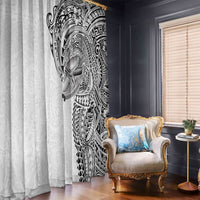 Hawaiian Humuhumu Tribal Tattoo Window Curtain Polynesian Kakau White Color LT03 - Polynesian Pride