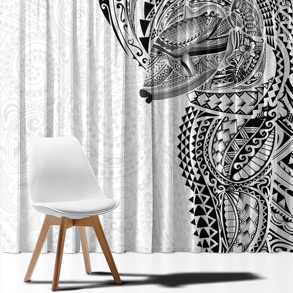 Hawaiian Humuhumu Tribal Tattoo Window Curtain Polynesian Kakau White Color LT03 - Polynesian Pride