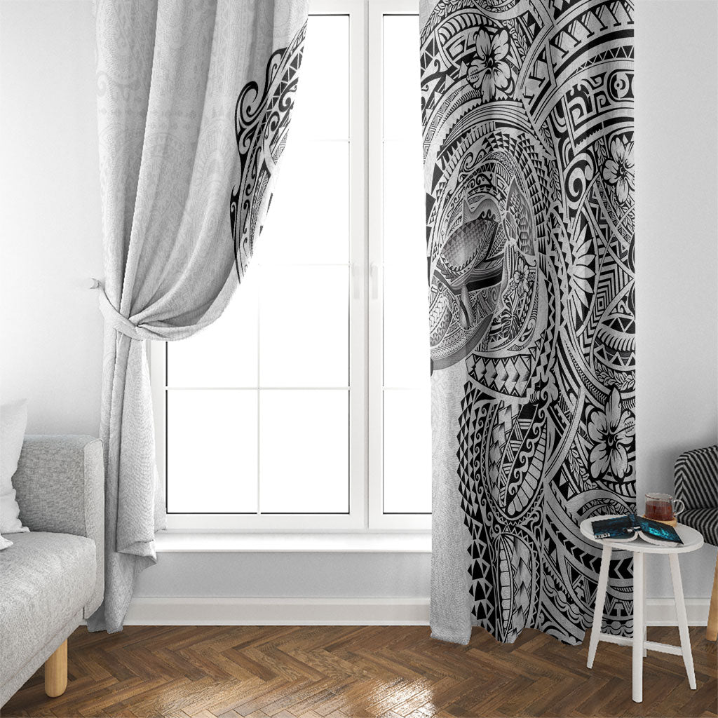 Hawaiian Humuhumu Tribal Tattoo Window Curtain Polynesian Kakau White Color LT03 - Polynesian Pride