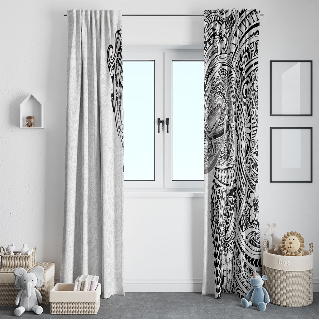 Hawaiian Humuhumu Tribal Tattoo Window Curtain Polynesian Kakau White Color LT03 - Polynesian Pride