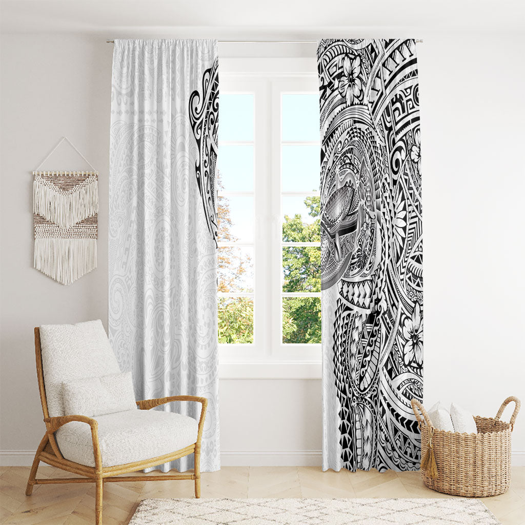Hawaiian Humuhumu Tribal Tattoo Window Curtain Polynesian Kakau White Color LT03 - Polynesian Pride