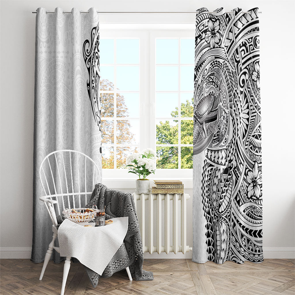 Hawaiian Humuhumu Tribal Tattoo Window Curtain Polynesian Kakau White Color LT03 - Polynesian Pride
