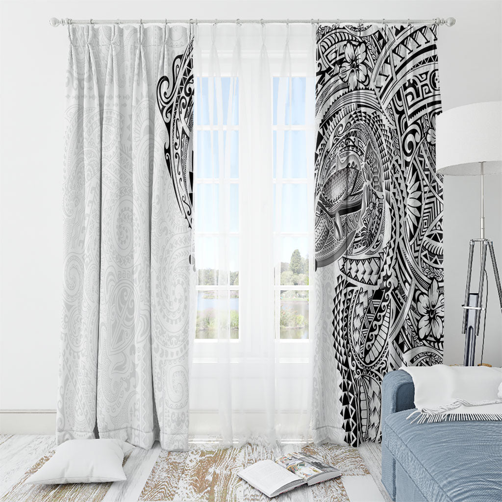 Hawaiian Humuhumu Tribal Tattoo Window Curtain Polynesian Kakau White Color LT03 - Polynesian Pride