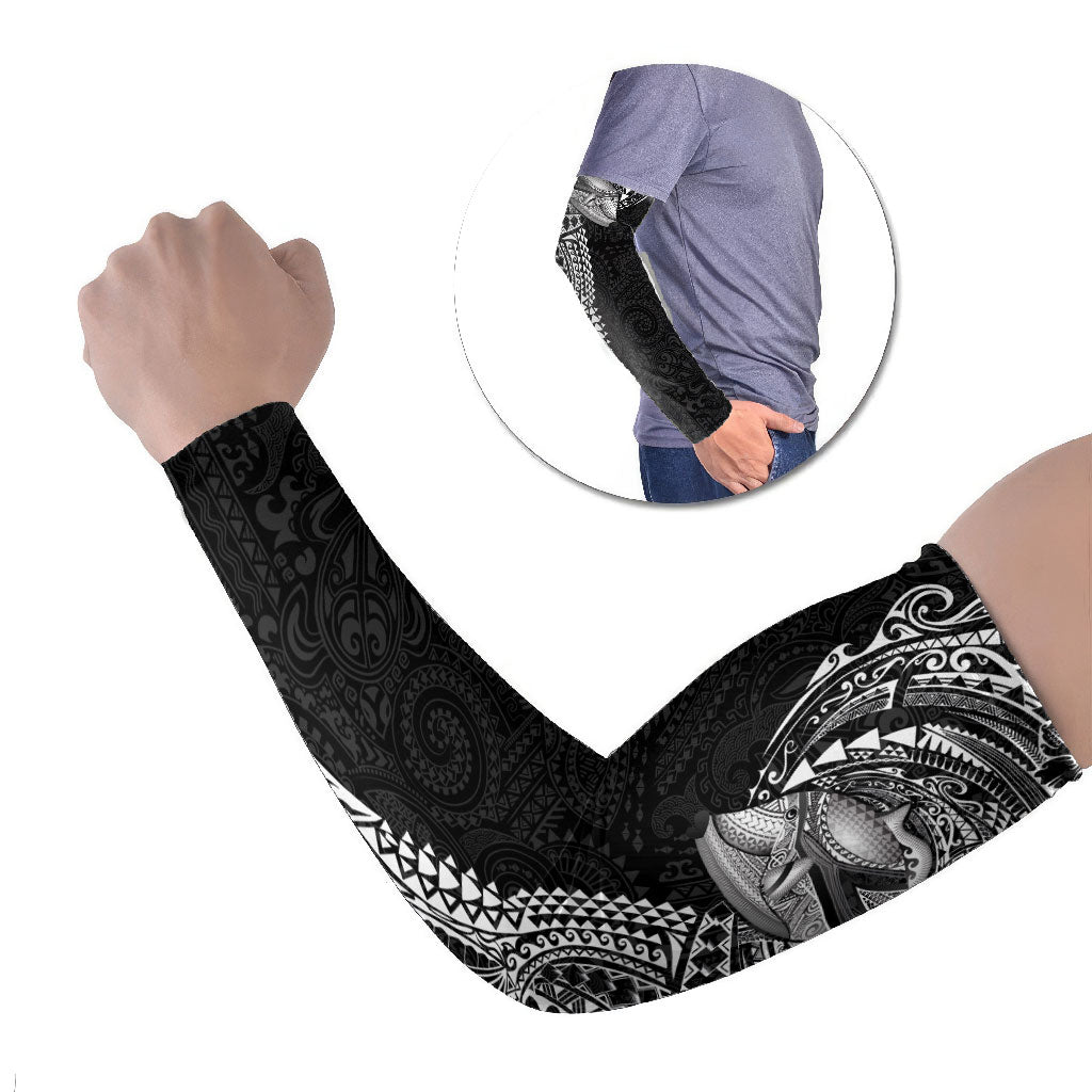 Hawaiian Humuhumu Tribal Tattoo Arm Sleeves Polynesian Kakau Black Color LT03 Set of 2 Black - Polynesian Pride