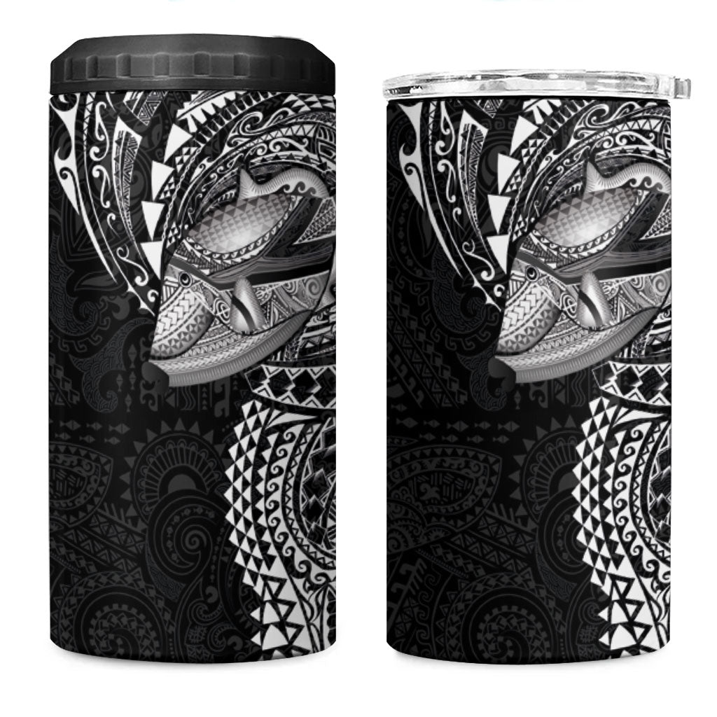 Hawaiian Humuhumu Tribal Tattoo 4 in 1 Can Cooler Tumbler Polynesian Kakau Black Color LT03 One Size: 16 oz Black - Polynesian Pride