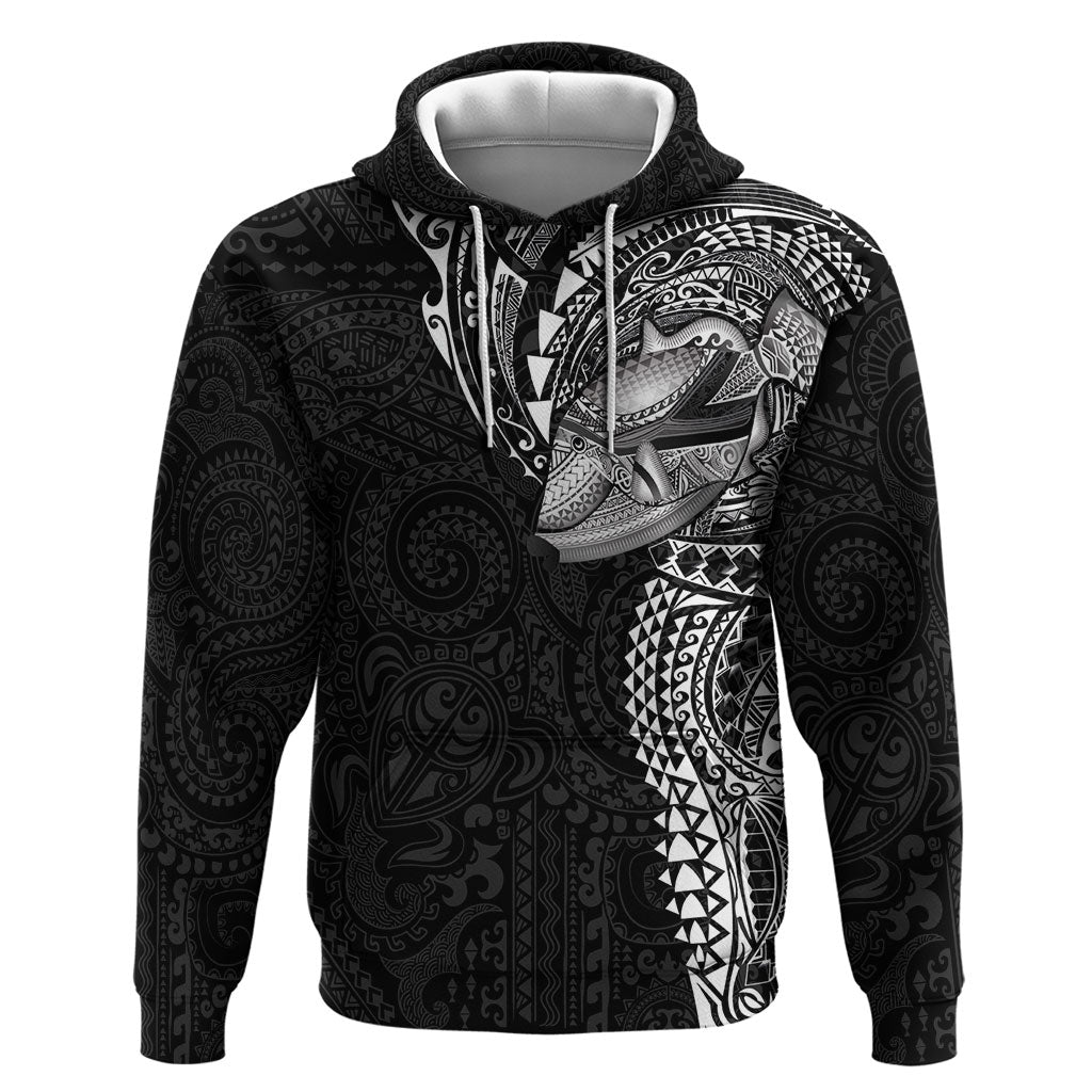 Hawaiian Humuhumu Tribal Tattoo Hoodie Polynesian Kakau Black Color LT03 Pullover Hoodie Black - Polynesian Pride