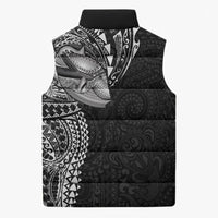 Hawaiian Humuhumu Tribal Tattoo Sleeveless Puffer Jacket Polynesian Kakau Black Color LT03 - Polynesian Pride