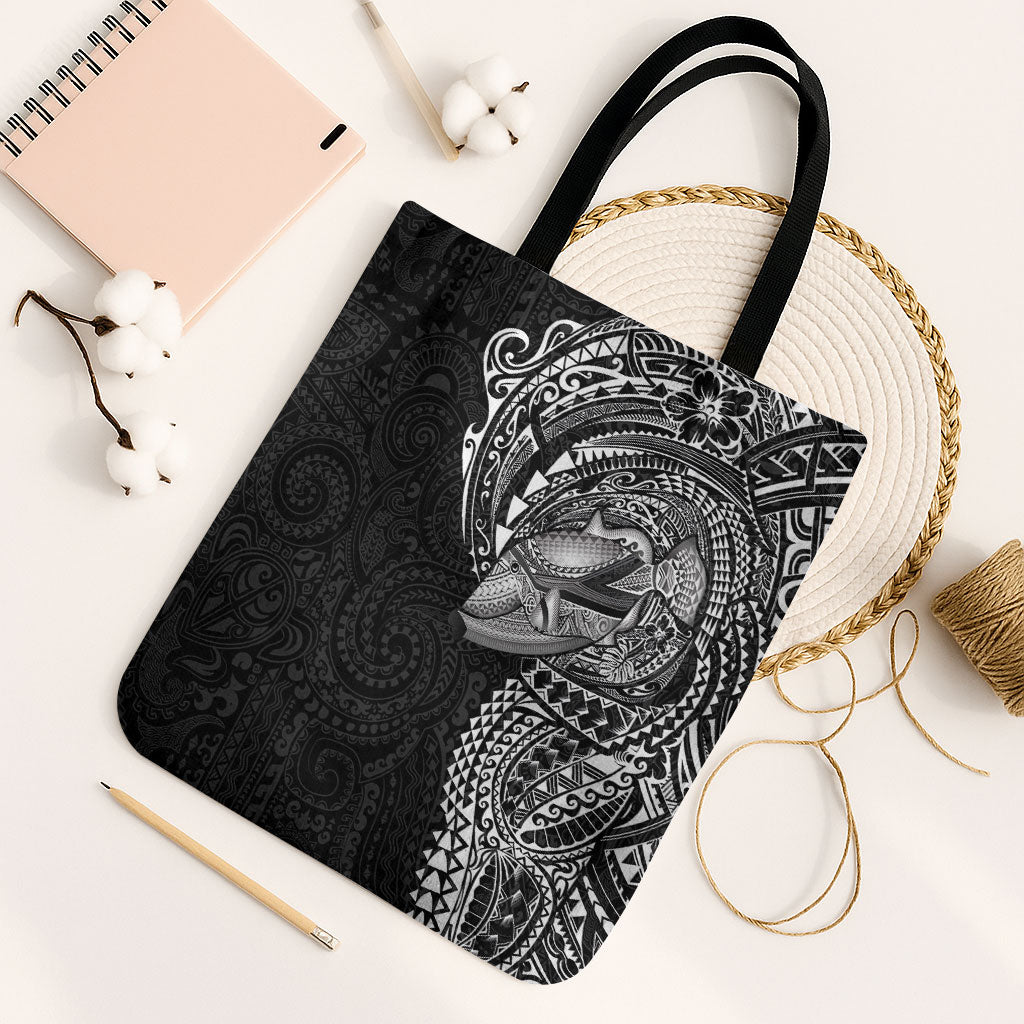 Hawaiian Humuhumu Tribal Tattoo Tote Bag Polynesian Kakau Black Color LT03 Black Strap One Size Black - Polynesian Pride
