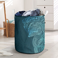 Hawaiian Humuhumu Tribal Tattoo Laundry Basket Polynesian Kakau Ocean Color LT03 Blue - Polynesian Pride