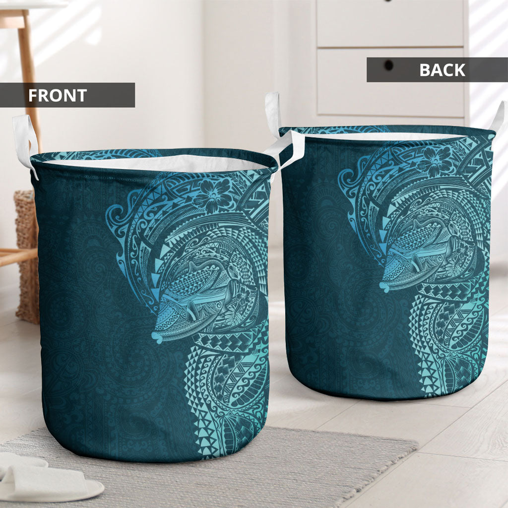 Hawaiian Humuhumu Tribal Tattoo Laundry Basket Polynesian Kakau Ocean Color LT03 - Polynesian Pride
