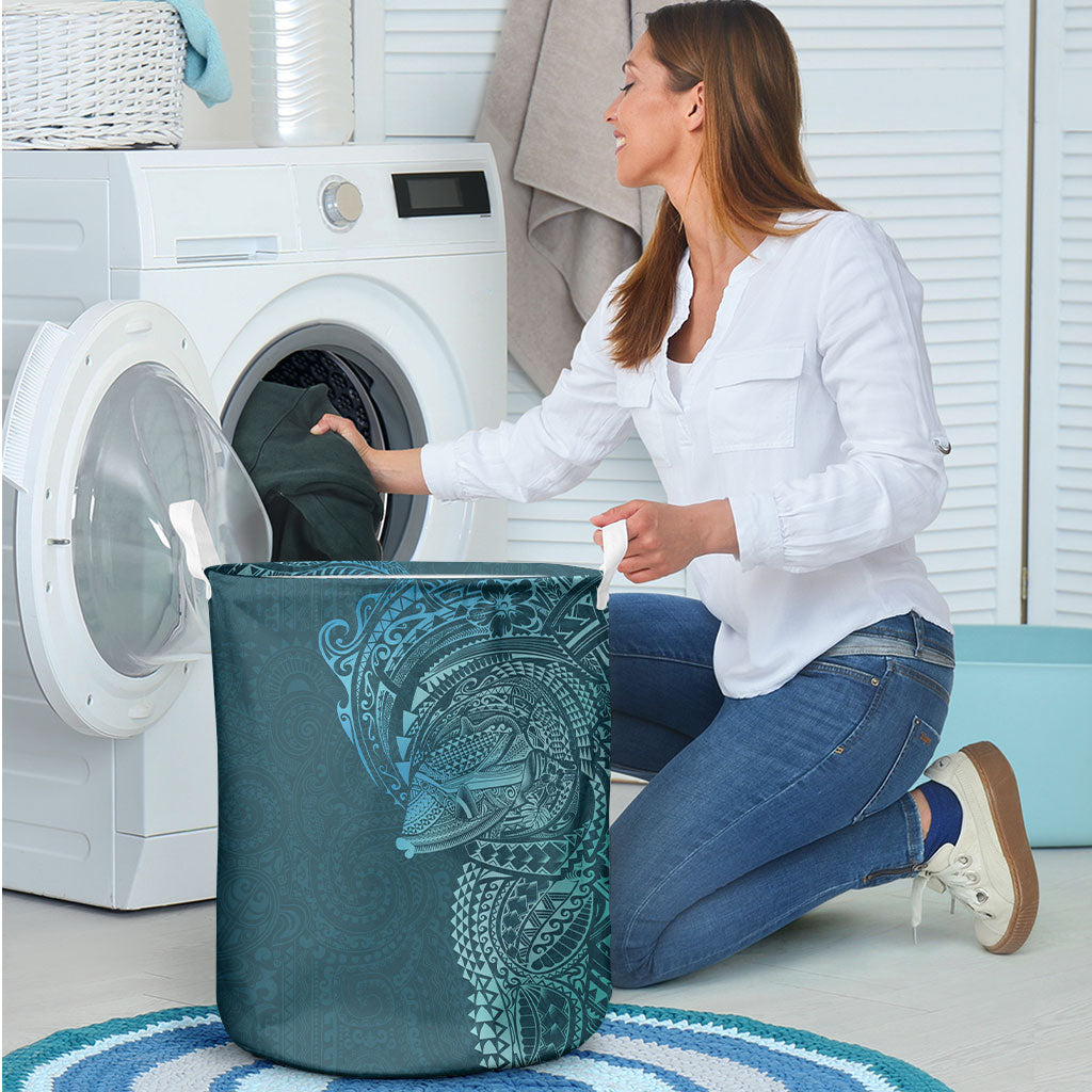 Hawaiian Humuhumu Tribal Tattoo Laundry Basket Polynesian Kakau Ocean Color LT03 - Polynesian Pride