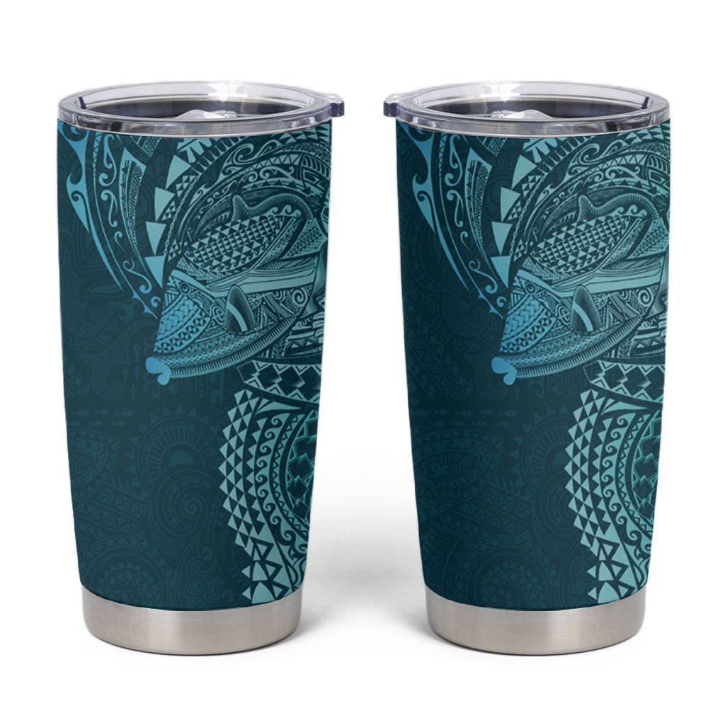 Hawaiian Humuhumu Tribal Tattoo Tumbler Cup Polynesian Kakau Ocean Color LT03 Blue - Polynesian Pride