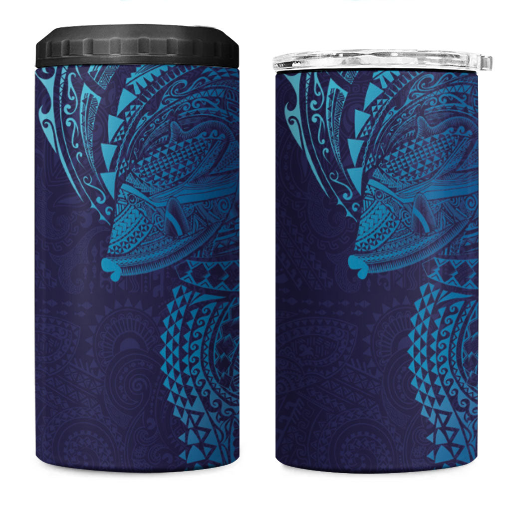 Hawaiian Humuhumu Tribal Tattoo 4 in 1 Can Cooler Tumbler Polynesian Kakau Turquoise Color LT03 One Size: 16 oz Turquoise - Polynesian Pride