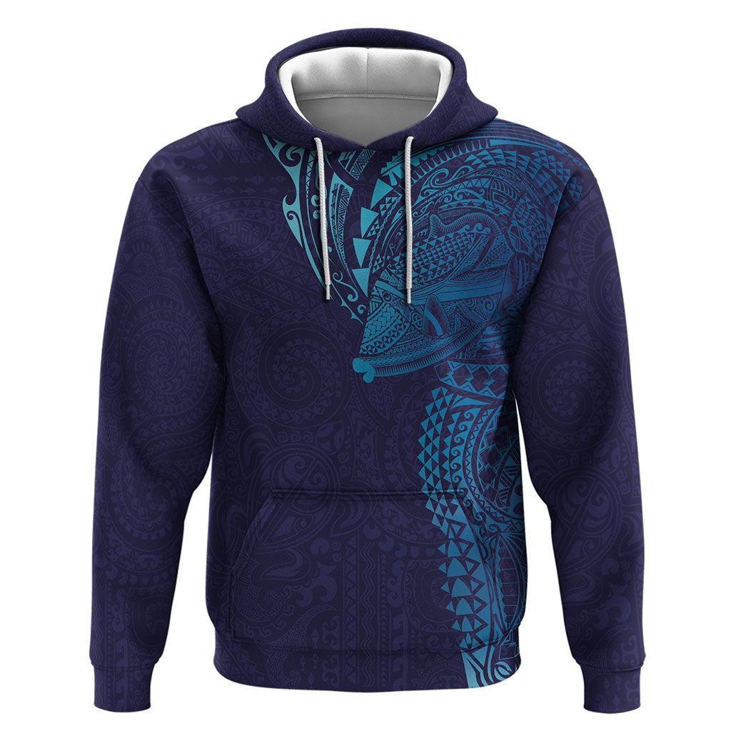 Hawaiian Humuhumu Tribal Tattoo Hoodie Polynesian Kakau Turquoise Color LT03 Pullover Hoodie Turquoise - Polynesian Pride