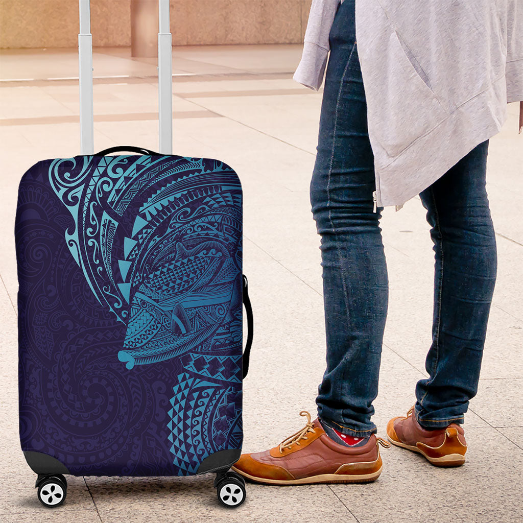 Hawaiian Humuhumu Tribal Tattoo Luggage Cover Polynesian Kakau Turquoise Color LT03 Turquoise - Polynesian Pride