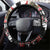 New Zealand Meri Kirihimete Steering Wheel Cover Christmas Tui Bird and Kea Bird - Haka Santa with Maori Koru Art Pattern