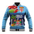 Fiji Marau na Kerisimasi Baseball Jacket Christmas Collared Lory - Fiji Emblems and Xmas Palm Tree Tapa Art Pattern