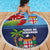 Fiji Marau na Kerisimasi Beach Blanket Christmas Collared Lory - Fiji Emblems and Xmas Palm Tree Tapa Art Pattern