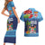 Fiji Marau na Kerisimasi Couples Matching Short Sleeve Bodycon Dress and Hawaiian Shirt Christmas Collared Lory - Fiji Emblems and Xmas Palm Tree Tapa Art Pattern