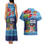 Fiji Marau na Kerisimasi Couples Matching Tank Maxi Dress and Hawaiian Shirt Christmas Collared Lory - Fiji Emblems and Xmas Palm Tree Tapa Art Pattern