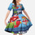 Fiji Marau na Kerisimasi Family Matching Summer Maxi Dress and Hawaiian Shirt Christmas Collared Lory - Fiji Emblems and Xmas Palm Tree Tapa Art Pattern