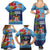 Fiji Marau na Kerisimasi Family Matching Summer Maxi Dress and Hawaiian Shirt Christmas Collared Lory - Fiji Emblems and Xmas Palm Tree Tapa Art Pattern