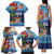 Fiji Marau na Kerisimasi Family Matching Tank Maxi Dress and Hawaiian Shirt Christmas Collared Lory - Fiji Emblems and Xmas Palm Tree Tapa Art Pattern