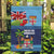 Fiji Marau na Kerisimasi Garden Flag Christmas Collared Lory - Fiji Emblems and Xmas Palm Tree Tapa Art Pattern