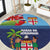 Fiji Marau na Kerisimasi Round Carpet Christmas Collared Lory - Fiji Emblems and Xmas Palm Tree Tapa Art Pattern