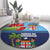 Fiji Marau na Kerisimasi Round Carpet Christmas Collared Lory - Fiji Emblems and Xmas Palm Tree Tapa Art Pattern