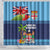 Fiji Marau na Kerisimasi Shower Curtain Christmas Collared Lory - Fiji Emblems and Xmas Palm Tree Tapa Art Pattern