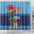 Fiji Marau na Kerisimasi Shower Curtain Christmas Collared Lory - Fiji Emblems and Xmas Palm Tree Tapa Art Pattern