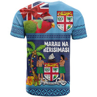 Fiji Marau na Kerisimasi T Shirt Christmas Collared Lory - Fiji Emblems and Xmas Palm Tree Tapa Art Pattern LT03 - Polynesian Pride