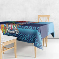 Fiji Marau na Kerisimasi Tablecloth Christmas Collared Lory - Fiji Emblems and Xmas Palm Tree Tapa Art Pattern LT03 - Polynesian Pride