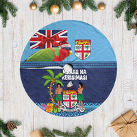 Fiji Marau na Kerisimasi Tree Skirt Christmas Collared Lory - Fiji Emblems and Xmas Palm Tree Tapa Art Pattern LT03 Casual Blue - Polynesian Pride