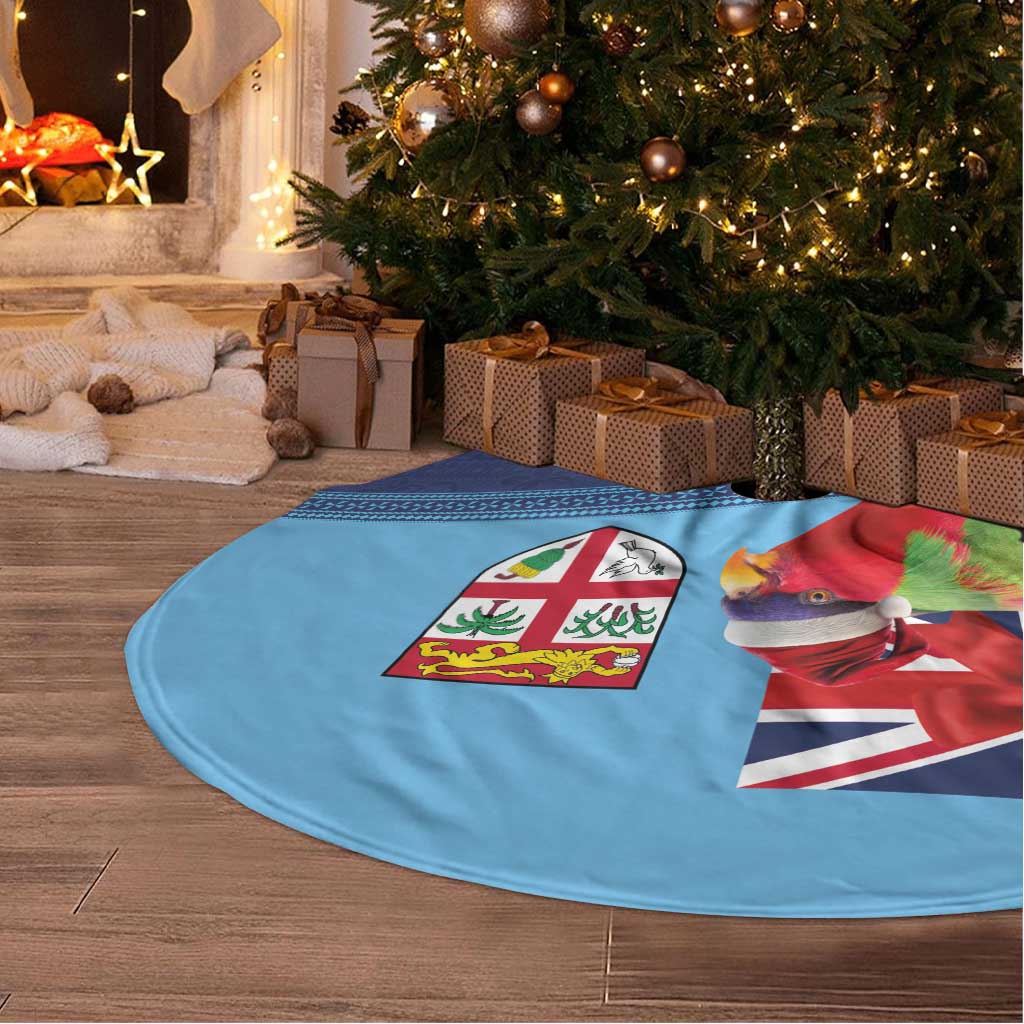 Fiji Marau na Kerisimasi Tree Skirt Christmas Collared Lory - Fiji Emblems and Xmas Palm Tree Tapa Art Pattern LT03 - Polynesian Pride
