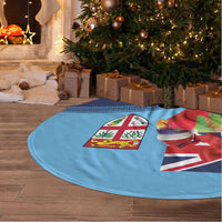 Fiji Marau na Kerisimasi Tree Skirt Christmas Collared Lory - Fiji Emblems and Xmas Palm Tree Tapa Art Pattern LT03 - Polynesian Pride