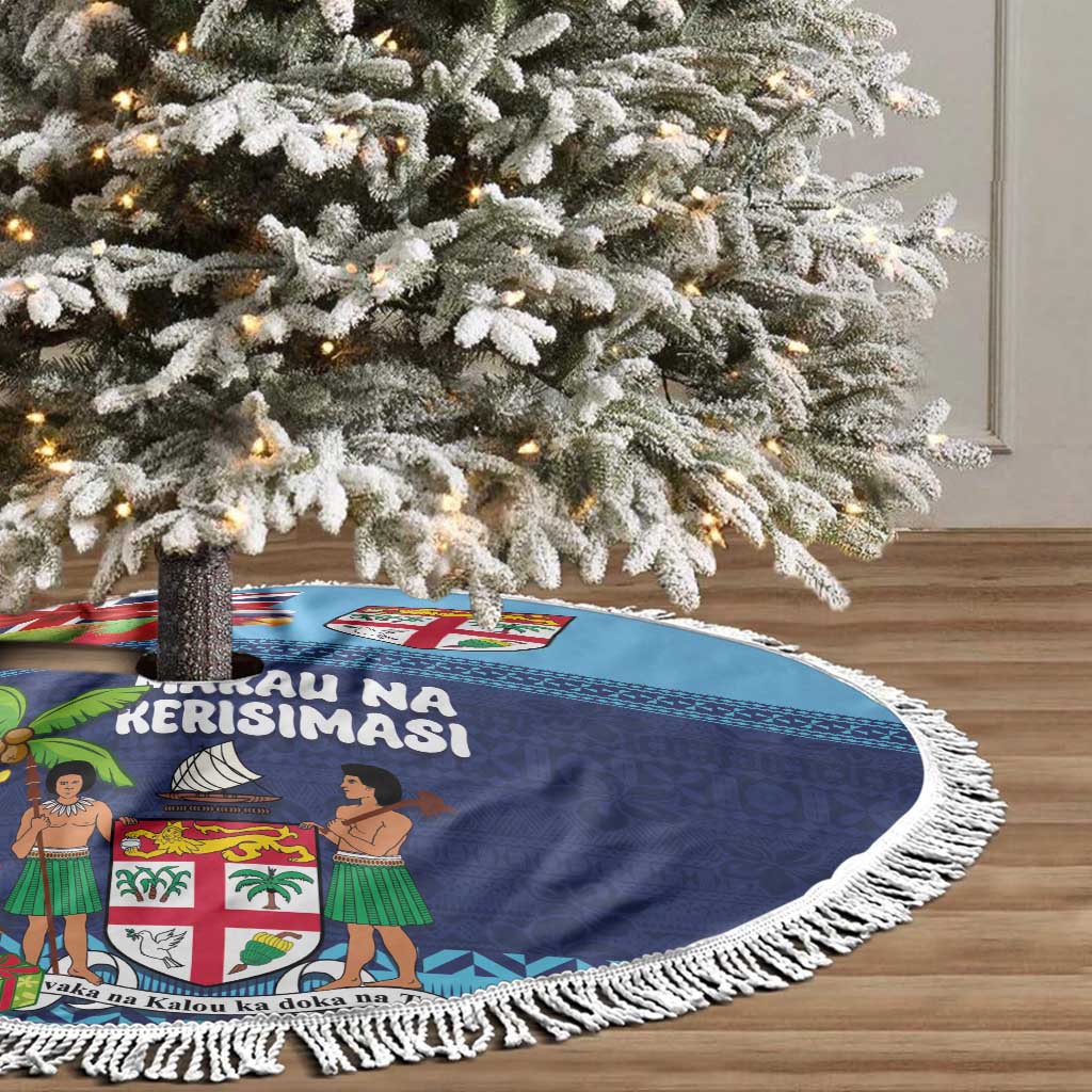 Fiji Marau na Kerisimasi Tree Skirt Christmas Collared Lory - Fiji Emblems and Xmas Palm Tree Tapa Art Pattern LT03 - Polynesian Pride