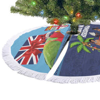 Fiji Marau na Kerisimasi Tree Skirt Christmas Collared Lory - Fiji Emblems and Xmas Palm Tree Tapa Art Pattern LT03 - Polynesian Pride