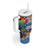 Fiji Marau na Kerisimasi Tumbler With Handle Christmas Collared Lory - Fiji Emblems and Xmas Palm Tree Tapa Art Pattern