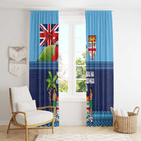 Fiji Marau na Kerisimasi Window Curtain Christmas Collared Lory - Fiji Emblems and Xmas Palm Tree Tapa Art Pattern LT03 - Polynesian Pride