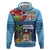 Fiji Marau na Kerisimasi Zip Hoodie Christmas Collared Lory - Fiji Emblems and Xmas Palm Tree Tapa Art Pattern