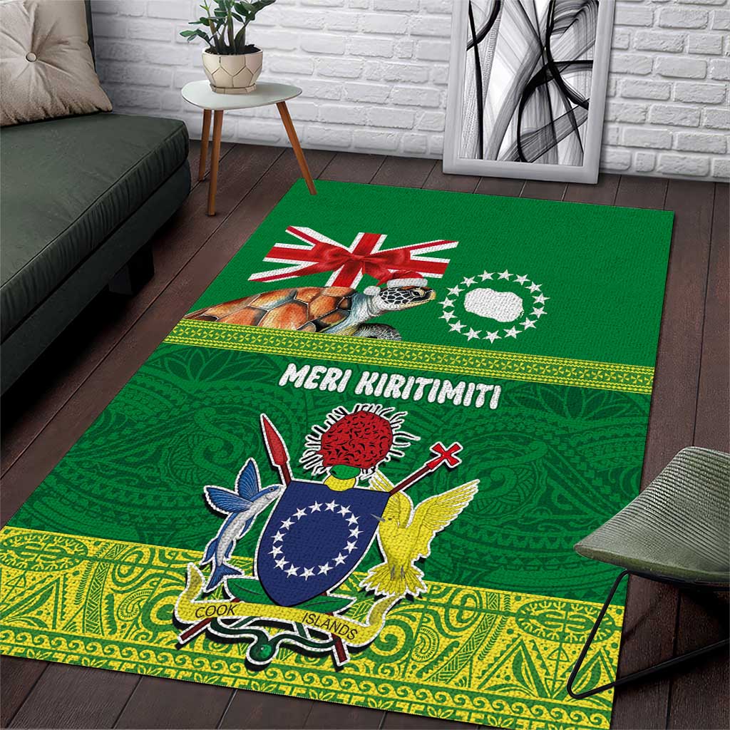 Cook Islands Meri Kiritimiti Area Rug Christmas Turtle - Cooks Islands Emblems and Polynesian Art Pattern