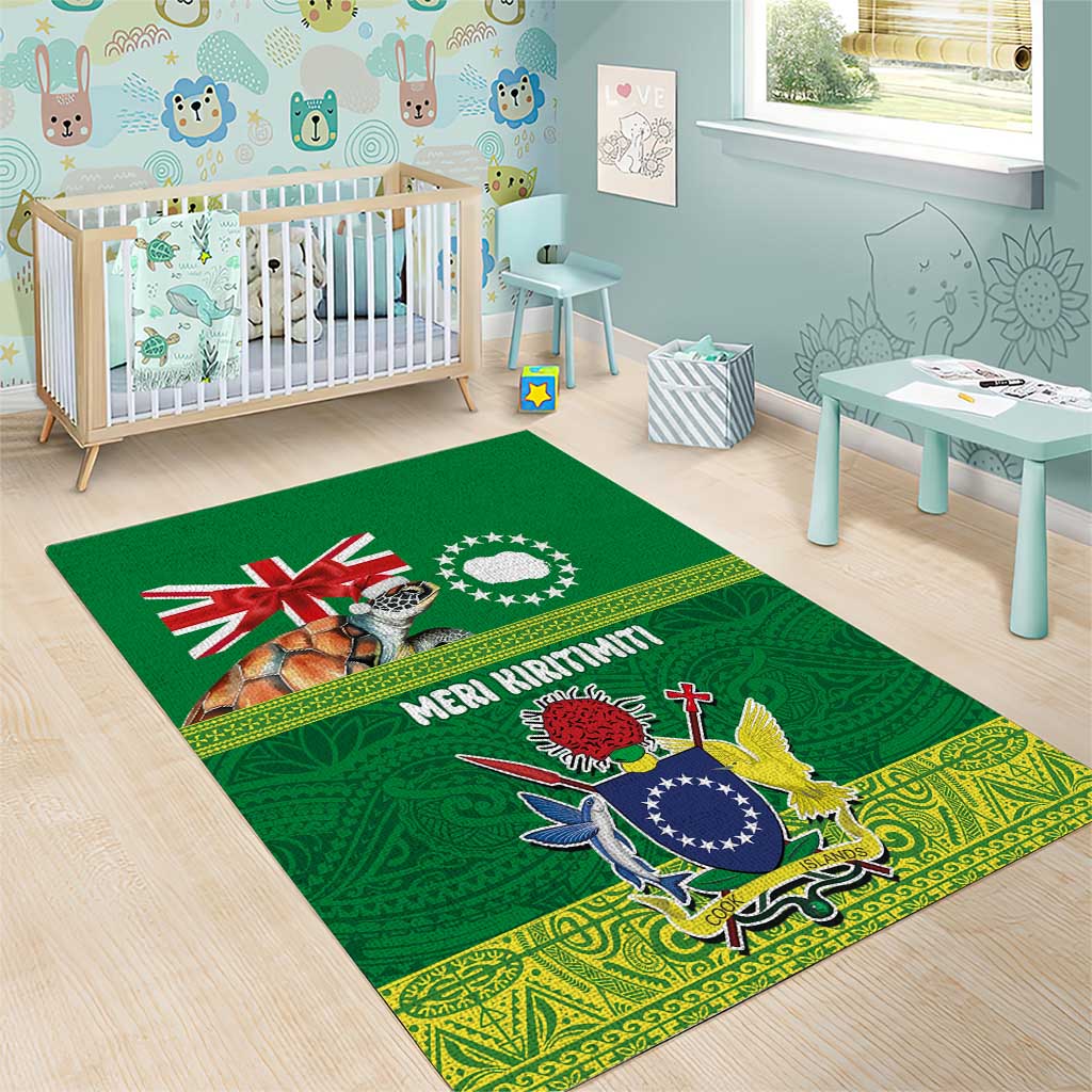 Cook Islands Meri Kiritimiti Area Rug Christmas Turtle - Cooks Islands Emblems and Polynesian Art Pattern LT03 - Polynesian Pride