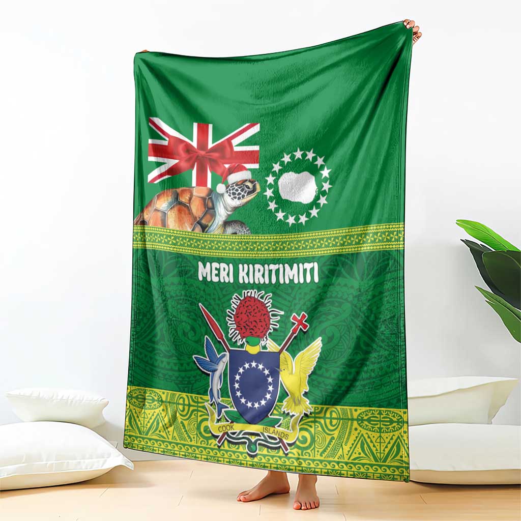 Cook Islands Meri Kiritimiti Blanket Christmas Turtle - Cooks Islands Emblems and Polynesian Art Pattern LT03 - Polynesian Pride