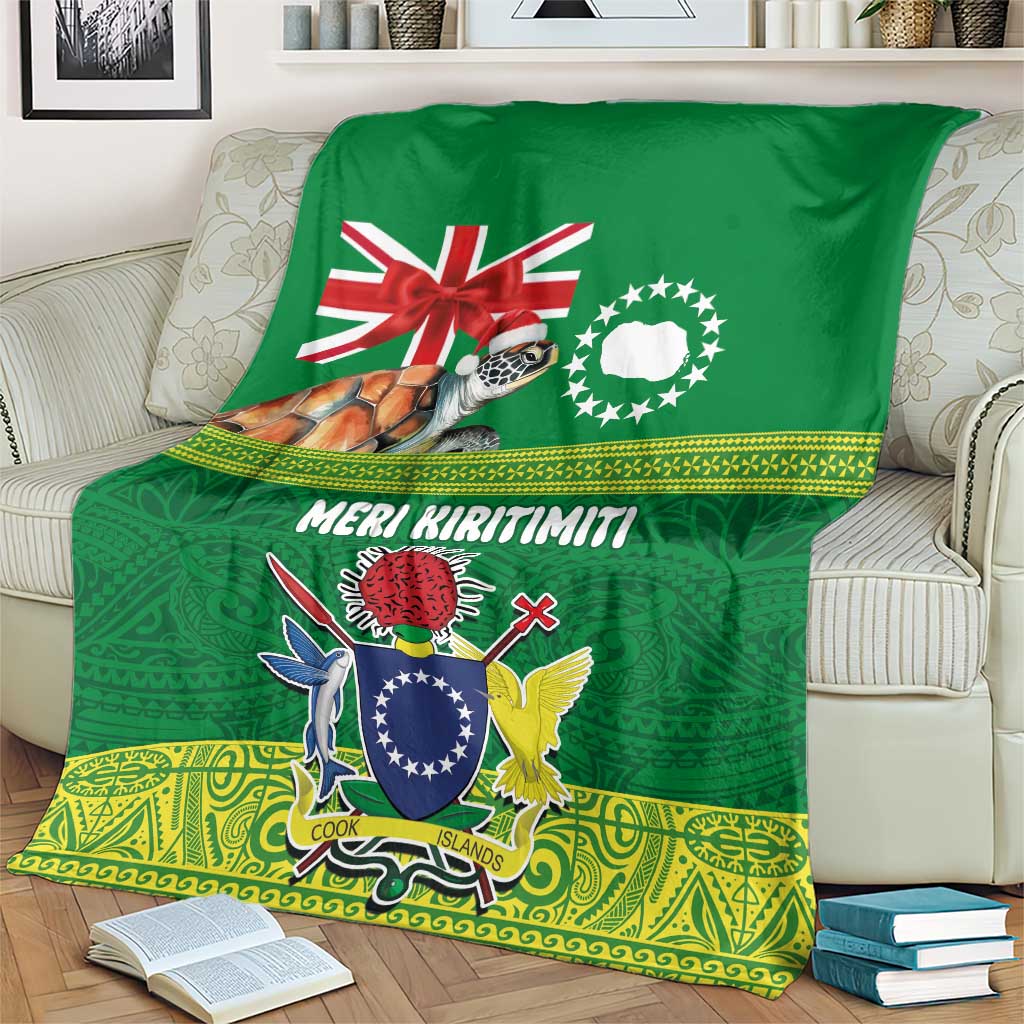 Cook Islands Meri Kiritimiti Blanket Christmas Turtle - Cooks Islands Emblems and Polynesian Art Pattern LT03 - Polynesian Pride