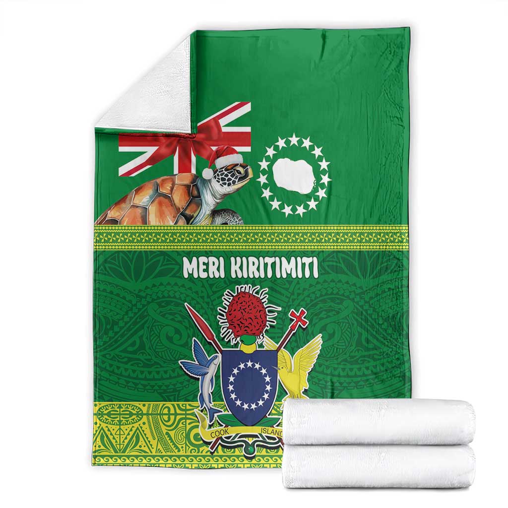 Cook Islands Meri Kiritimiti Blanket Christmas Turtle - Cooks Islands Emblems and Polynesian Art Pattern LT03 - Polynesian Pride